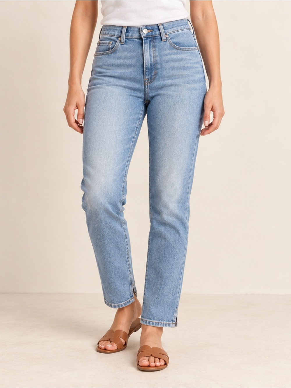Banana Republic High-Rise Slim Jeans Light Wash Split Hem Size 31 Long